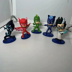 PJ MASKS ACTION FIGURE TOY 2"LOT OF 5 CATBOY, OWLETTE, GEKKO, ROMEO, NIGHT NINJA